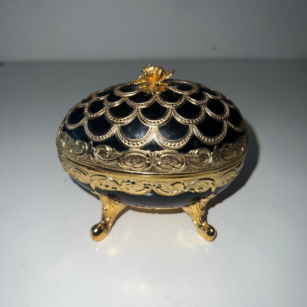The San Francisco Music Box Co. Trinket Box Faberge Egg Shaped Jewelry B…